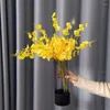 Decorative Flowers Artificial Yellow Dancing Orchids Fake Green Plants Wedding Decorations Soft Simulation Plant Home Living Room