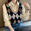 Kvinnors västar Vest Graphic Knit Tops för Woman Plaid Women's Sweater Long Jumper 90s Vintage erbjuder Y2K Tall Winter Sale XL 231108