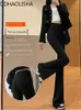 Spodnie damskie Capris Damskie spodnie Slim Bell-Bottoms Dżinsy z wysokim talią Autumer Zima ciepła zagęszona koreańska moda Y2K swobodne legginsy Plush Pants 231108