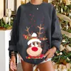 Womens Hoodies Sweatshirts Autumn Christmas Reindeer 3D Print Overdized Hoodie Women Streetwear Long Sleeve Pullovers Y2K Girl Clothing 231109