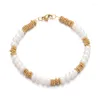 Strand Bohemian Style Natural Freshwater Pearl Armband Fashion Gold-Plated pärla icke-blekande justerbara smycken