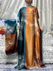 Abbigliamento etnico Moda musulmana Abaya per le donne Stampato Raso multicolore Seta Sciolto Femme Robe Abiti da festa da sera africani con Hijab