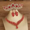 Stud KMVEXO magnifique cristal AB bijoux de mariée ensembles de mode diadèmes boucles d'oreilles colliers ensemble pour femmes robe de mariée couronne 231109