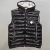 Designer mens para baixo coletes jaqueta com capuz inverno puffer colete casacos bordado crachá quente outerwear jaquetas de etiqueta completa