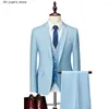 Herrdräkter Ah Yuan Business Casual Suit Wedding Bridegroom's One Button Dress Three Piece