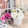 Decorative Flowers 33CM Pink Silk Flower Hydrangea Rose Artificial Peony Bridal Bouquet For Wedding Home DIY Decoration Fake