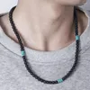 Kedjor Yoga Healing Natural Lava Stones Halsband för kvinnor Män Reiki turkos choker rostfritt stål kedjekedja armband smycken