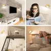 Wall Lamp Indoor Light USB Rechargeable Battery Warm/Natural/White 3 Brightness Levels Touch Control Wood