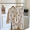 Women's Sleepwear 2023 Women Pyjamas Sets Autumn Winter Warm Flannel Strawberry Coral Long Sleeve Girls Casual Fleece Pajamas Homewear