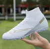 Neuankömmling Damen Herren High Top Fußballschuhe Jugend Jungen Mädchen AG TF Soccer Schwarz Blau Weiß Gold Kinder Bequeme Trainingsschuhe für Kinder