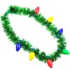 Christmas Tinsel Lights Garland Necklaces Colorful LED Bulbs New Year Eve Party Favor Supplies Accessories for Kids Adults Women Xmas Holiday Funny Gift