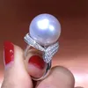 Valuable Pearl Diamond Ring 925 Sterling silver Engagement Wedding Band Rings for Women Bridal Birthday Party Jewelry Gift