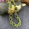 Gargantilha vintage temperamento incrustada à mão, pulseira de vidro verde, colares para mulheres, presente de menina, festa, suéter, corrente, joias finas