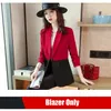 Costumes pour femmes Blazers mode dames rouge et noir Patchwork Blazer femmes veste à manches longues vêtements de travail affaires esthéticienne bureau uniforme