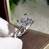 Bröllopsringar PC Gold Color Square Shape Ring Princess Cut Stamp For Women Pave Zircon Stone Jewelry Inlaid Ringswedding Rita22