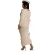 デザイナーニッティングドレス女性冬の冬の長袖タッセルセータードレス因果ボディコンニットドレスストリートウェアバルク卸売服