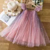 Flickans klänningar rufflar elegant formell bollklänning för flickor barnfest prom klänning tyll tutu prinsessan klänning bröllop klänning sommar frock 3-8y 230408