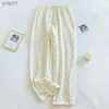 Vêtements de nuit pour femmes 2023 japonais printemps/été nouveau pantalon de pyjama pour femme 100% pantalon en crêpe de coton pantalon de pyjama doux et mignon dames pantalon de maison ample L231109