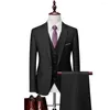 Herrdräkter Ah Yuan Business Casual Suit Wedding Bridegroom's One Button Dress Three Piece