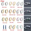 Hoopörhängen Huggie 8mm Färgglada CZ Zircon Ear Stud Cubic Zirconia Piercing Earring Nosring Body SMYCKE