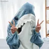 Pajamas Pajamas S 3XL Cartoon Shark Sleeping Bag With Hand Hole Pajamas Office Nap Wearable Loose Onesie Pajamas For Kids Adult Blanket