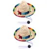 Vêtements de chien 2 pcs paille du chapeau tissé sombrero décoration de fête décorative drôle