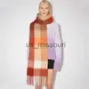 Scarves Luxury Brands Women's Cashmere Scarf Rainbow Plaid Stripe Warm Shawl Wraps Plush Tassel Blake Men's Fashion Blanket J231109