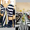 Classic Black White Striped Table Runner Elegant Polyester Wood Grain Table Decor Clolth Indoor Outdoor Halloween Banquet Party