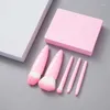 Pinceaux de maquillage Mini boîte Morandi portable brosse 5 pièces avec miroir fille coeur ensemble de voyage