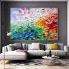 Hand Painted Colored Petals Oil Painting On Canvas, Large Colorful 3D Wall Art, Floral Texture Canvas Art, House Warming Gifts