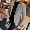 Men's Suits British Style Slim Elegant Fashion Business Casual Dress Tuxedo Spliced Collar Plover Case