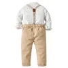 Ensembles de vêtements Bébé garçon vêtements ensemble robe costume Gentleman chemise avec noeud papillon pantalons ensembles fête mariage beaux enfants vêtements garçons vêtements 231109