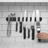 Supporti per pentole Installazione gratuita Portacoltelli magnetico Montaggio a parete Supporto per portaoggetti in blocco di plastica ABS nero Chef Rack Strip Utensile da cucina 231109