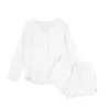 Women's Tracksuits White Cotton Linen Home Suit For Women 2023 Summer Two-piece Set Shorts And Shirt Soft Girls Buttons Shirts Women's