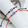 Braccialetti con ciondoli Evil Blue Eye 7 Nodi Braccialetti portafortuna Corda rossa regolabile Amet per donna Uomo Ragazzini Consegna a goccia Gioiello Dhgarden Dhhdr