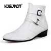 Bottes VUSUVON mode hommes printemps automne bout pointu hauteur augmenter Chelsea bottines Western haut haut chaussures décontractées en cuir PU 231108