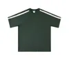 남자 T 셔츠 패션 클래식 스트라이프 충돌 디자인 라운드 넥 티셔츠 고품질 남성 느슨한 짧은팔 원본 레트로 티 탑