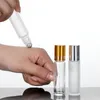 200PCS 10ml Rollo de botella de vidrio transparente en botellas de aceite esencial de perfume de fragancia vacía con rodillo de bola de vidrio de metal