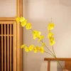 Decorative Flowers Artificial Yellow Dancing Orchids Fake Green Plants Wedding Decorations Soft Simulation Plant Home Living Room