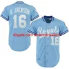 Baseball Jerseys Vintage 16 Bo Jackson 5 George Brett 1986 1987 Blue White Mesh Pullover Button Home Away All Sti