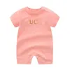 summer fashion brand letter baby clothes Cotton short-sleeved White pink newborn baby boy girls Romper 0-24 months