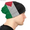 Bonnet/Crâne Caps Palestine Drapeau Bonnet Homme Hip Hop Tricot Chapeau Pour Hommes Femmes Chaud Hiver Palestinien Hatta Kufiya Keffiyeh Motif Bonnets Casquettes YQ231108