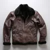 Men's Jackets European High Quality Super Warm Genuine Sheep Leather Jacket Mens Big Size B3 Shearling Bomber Military Pilot Fur Coat 231108