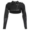 Frauen Leder Herbst Straße Motorrad Pu Crop Jacke Frauen Zipper Schwarz Faux Mäntel Herbst Streetwear Langarm Weibliche Outwear