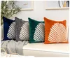 Pillow Leaf Velvet Jacquard Cover 45 45cm Navy Orange Grau Grün Solide Stickerei European Home El Kissenbezug