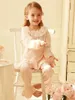 Pyjamas Printemps Automne Enfant Vêtements de nuit. Ensembles de pyjama à manches longues en coton rose pour fille. Ensemble de pyjamas à volants pour bébé en bas âge Vêtements pour enfants mignons 231124