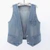 Gilet da donna Gilet di jeans vintage Giacca 2023 Gilet corto senza maniche corto primavera Plus Size 6XL Top casual monopetto solidoWome