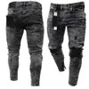 Men's Jeans Men Retro Snow Wash Distressed Stretch Ripped Biker Jeans Hip Hop Slim Fit Hole Punk Denim Pant Pantalones Hombre Zipper Joggers 231108