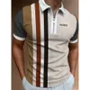 Erkek Tişörtleri Yaz için Polo Gömlek Günlük Kısa Kollu Çizgili Golf Düz Giyim Gömlek Toplama Yaka Fermuarlar Tee 230408 Tops