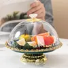 Plates Nordic Luxury Ceramic Dessert Stand With Transparent Cover Cupcake Holder Fruit Plate Wedding Birthday Party Serving Tray